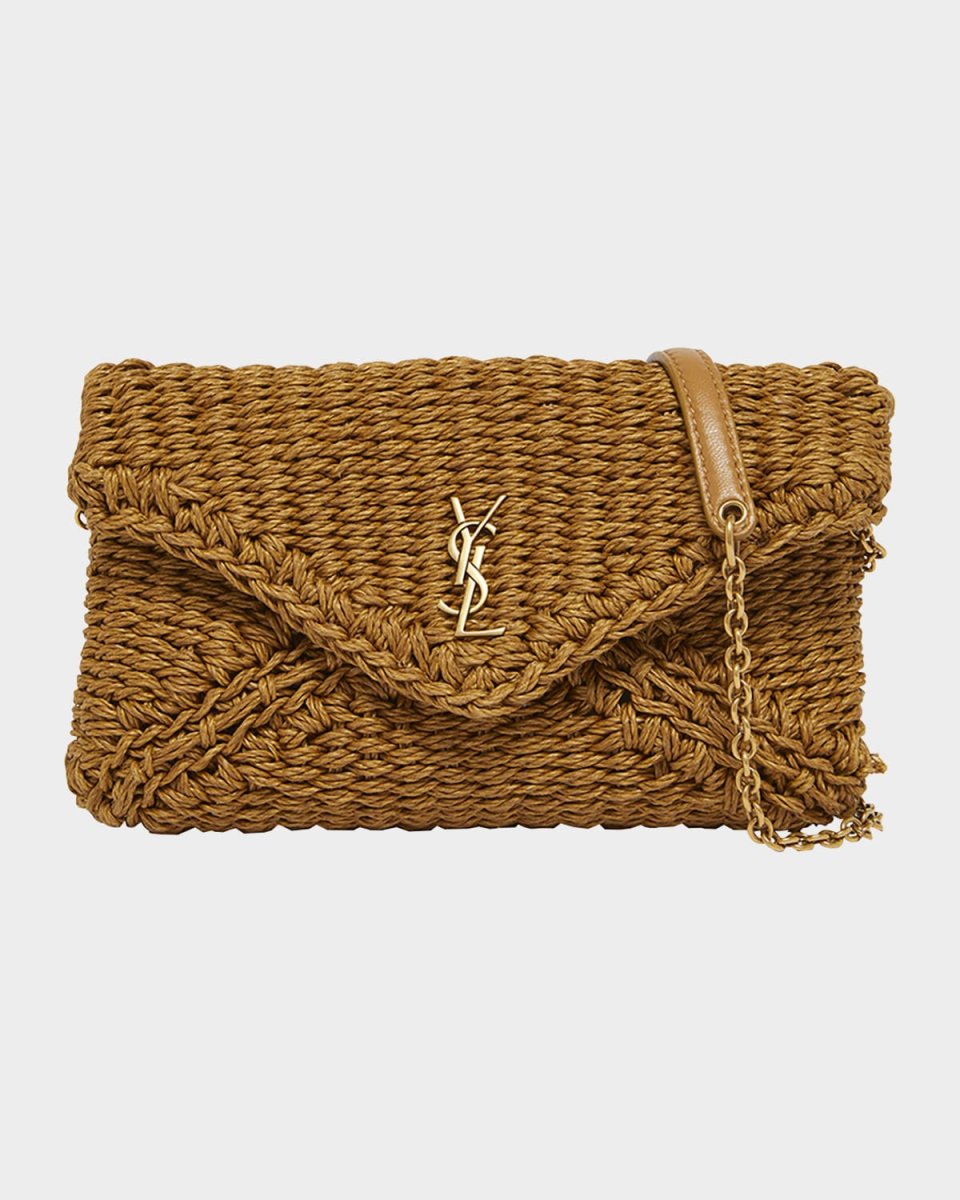 Cassandre Small YSL Pouch Clutch Bag in Raffia